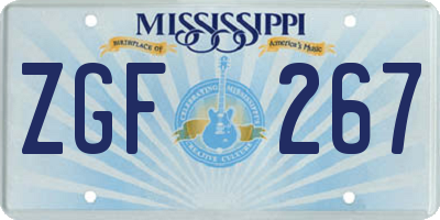 MS license plate ZGF267