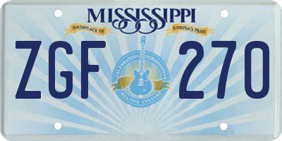 MS license plate ZGF270