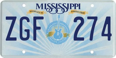 MS license plate ZGF274
