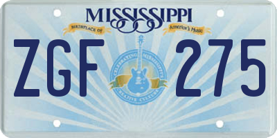 MS license plate ZGF275