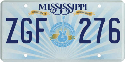 MS license plate ZGF276