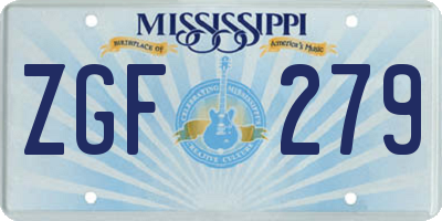 MS license plate ZGF279