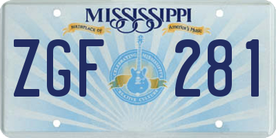 MS license plate ZGF281