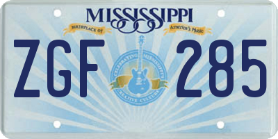 MS license plate ZGF285