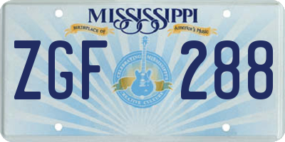 MS license plate ZGF288