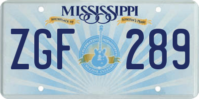 MS license plate ZGF289