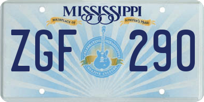 MS license plate ZGF290