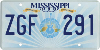 MS license plate ZGF291