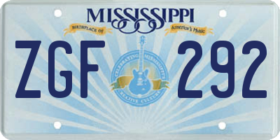 MS license plate ZGF292