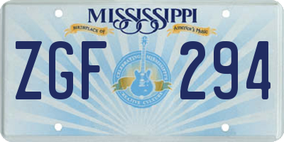 MS license plate ZGF294