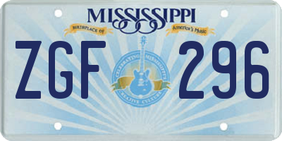 MS license plate ZGF296