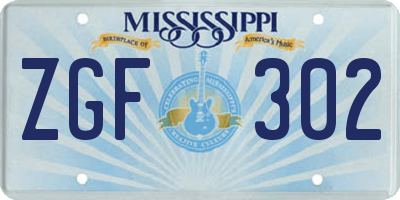 MS license plate ZGF302