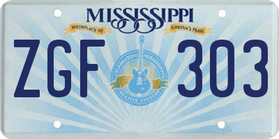 MS license plate ZGF303