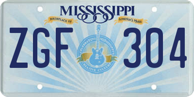 MS license plate ZGF304