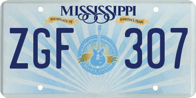 MS license plate ZGF307