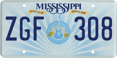 MS license plate ZGF308