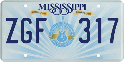 MS license plate ZGF317