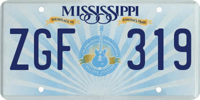 MS license plate ZGF319