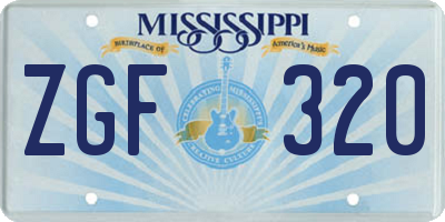 MS license plate ZGF320