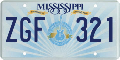 MS license plate ZGF321
