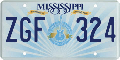 MS license plate ZGF324