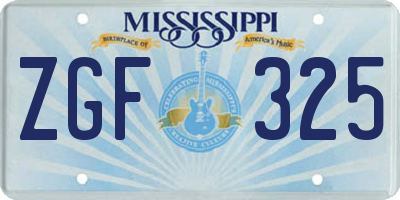 MS license plate ZGF325