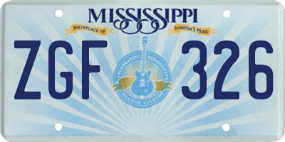 MS license plate ZGF326