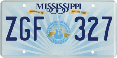MS license plate ZGF327