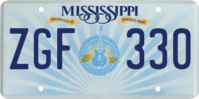 MS license plate ZGF330