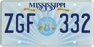 MS license plate ZGF332