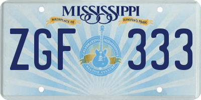 MS license plate ZGF333