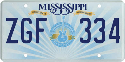 MS license plate ZGF334