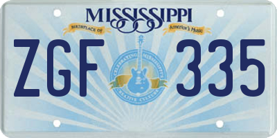 MS license plate ZGF335