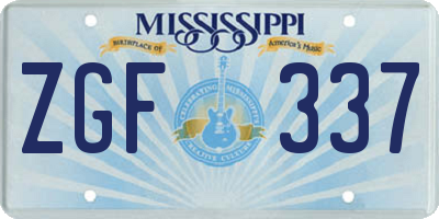 MS license plate ZGF337