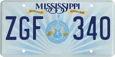 MS license plate ZGF340