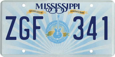 MS license plate ZGF341