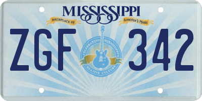 MS license plate ZGF342