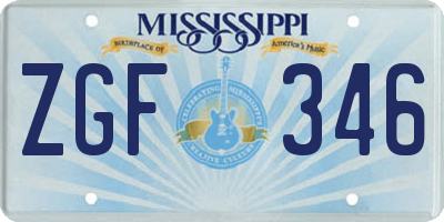 MS license plate ZGF346