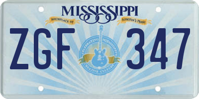 MS license plate ZGF347