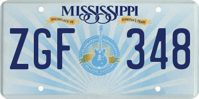 MS license plate ZGF348