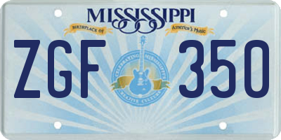 MS license plate ZGF350