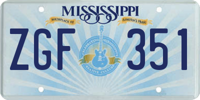 MS license plate ZGF351