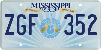 MS license plate ZGF352
