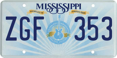 MS license plate ZGF353