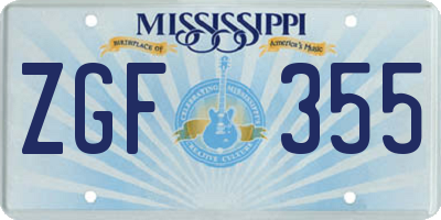 MS license plate ZGF355