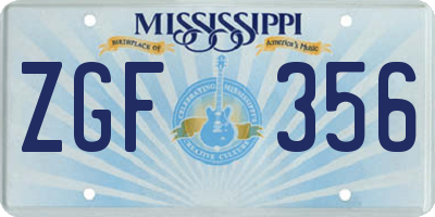 MS license plate ZGF356