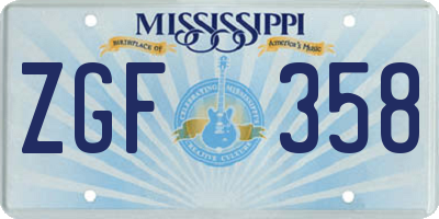 MS license plate ZGF358