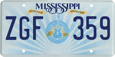 MS license plate ZGF359