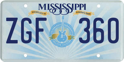MS license plate ZGF360