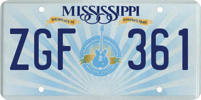 MS license plate ZGF361